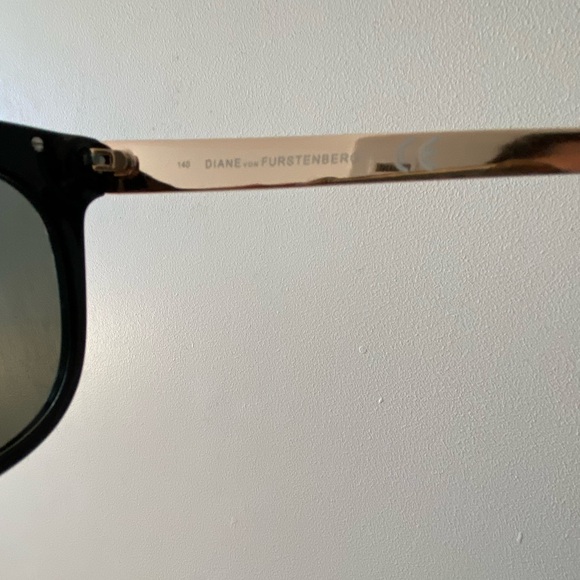 DVF Diane Von Furstenberg brown square cat eye sunglasses reflective main image 2